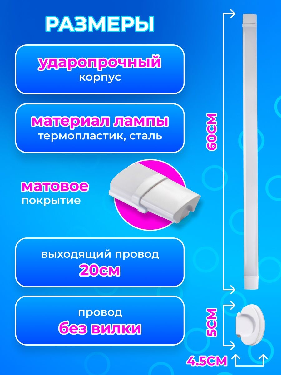 Светильник светодиодный пылевлагозащищенный RSV-SSP-01-18W-6500K-IP65