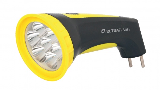 Ultraflash LED3807M (фонарь аккум 220В, черный/желтый, 7 LED, 2 режима, SLA, пластик, коробка) 12868