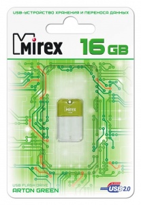 USB флэш-накопитель  16 ГБ  Mirex ARTON GREEN 16GB (ecopack)