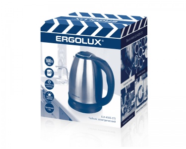 Чайник ERGOLUX ELX-KS05-C72 матово-черный ПРОМО18 (нерж.сталь, 1.8л, 220-240В, 1600 Вт) 14052